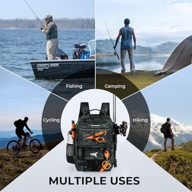 KastKing BaitSpace 50L Fishing Tackle Backpack with Removable Bait Binder,2 Rod Holders Storage Fishing Gear and Equipment,Black Camo - Image 9