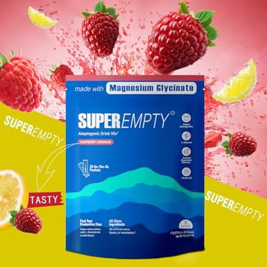 Superempty Powdered Drink Mix Calm,Adaptogenic Drink Mix Calm, Raspberry Lemonade Drink Calm,L-Theanine, Ashwagandha, Magnesium Glycinate, Vitamin - Image 2