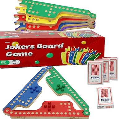 Medikaison Colorful Jokers and Marbles Board Game Pegs and Jokers Card Game for 2-8 Players 8 Solid Wood Game Boards 8 Colors 40 Marbles 4 Decks of Cards Cards Full Size Game Set… - Image 7