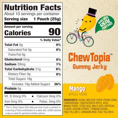 Amos ChewTopia Mango Gummy Jerky – Vegan Chewy Fruit Snack, Tastes Like Real Dried Mango, Soft & Chewy Gummy Candy, 8.47oz Box (Approx. 9 Shareable Packs) - Image 2