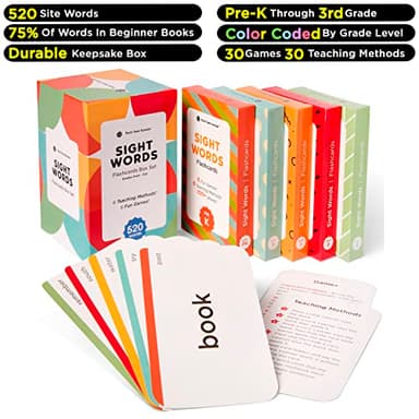 Sight Words Flash Cards – 520 High Frequency Words for Kids Ages 3–9 – Dolch & Fry List – Award-Winning Reading Tool for Preschool, Kindergarten, 1st, 2nd, 3rd Grade – Homeschool & Classroom Set - Image 2