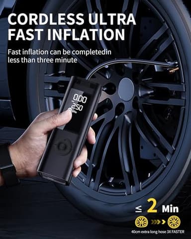 Tire Inflator Portable Air Compressor - 150PSI 4x Faster Portable Tire Inflator for Car - Air Pump For Car Tires with Digital Pressure - Auto Shut-off Smart Air Pump Suitable SUV, Bike Moto and More - Image 3