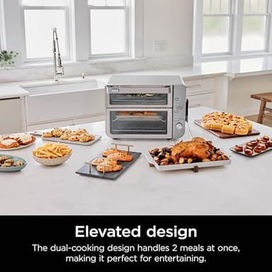 Ninja Countertop Oven Double Stack XL & Air Fryer with Pro Cook System, 12-in-1, Flexdoor, FlavorSeal, SMART FINISH with DualZone Technology, Air Fryer, Bake, Broil, Reheat, Stainless Steel, DCT651 (Renewed) - Image 2