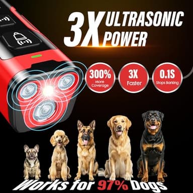 YUYQA Dog Bark Deterrent Device, 3X Ultrasonic Anti Barking, 6 Training Modes 23 FT Range Barks No More Indoors Outdoors Behavior Correct Safe & Humane Rechargeable Compact Bark Control for Dogs RED - Image 2
