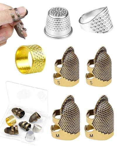 FIVEIZERO Thimble Kit– 7 PCS Sewing Thimbles for Hand Sewing, Metal Finger Protectors, Thimble Ring for Quilting and Embroidery - Image 1