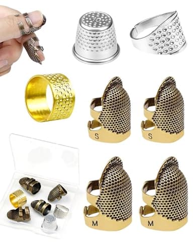 FIVEIZERO Thimble Kit– 7 PCS Sewing Thimbles for Hand Sewing, Metal Finger Protectors, Thimble Ring for Quilting and Embroidery - Image 1
