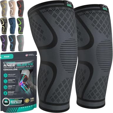 Modvel Compression Knee Brace for Women & Men, 2-Pack Knee Brace for Running Knee Pain, Knee Support Compression Sleeve, Workout Sports Knee Braces for Meniscus Tear, ACL & Arthritis Pain Relief - Image 1