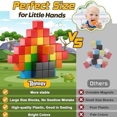 48PCS Magnetic Blocks for Toddlers Toys, Large Magnetic Cube Toy for Sensory STEM Education Preschool Magnet Toys for 3 4 5 6 Year Old Boys and Girls, Compatile with Mine Magnet World - Image 8