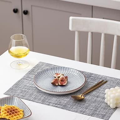 LEXMORE Placemats Set of 4 Vinyl/Plastic Woven Place Mats for Kitchen Table Indoor/Outdoor Washable Placemat Wipeable Dining Table Mats(Gray) - Image 7