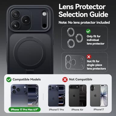 CASEKOO for iPhone 17 Pro Max Case with Magnetic Ring Stand [Camera Protection][Military Drop Protection][Fit for MagSafe] Translucent Matte Slim Phone Cover for iPhone 17 Pro Max Case 6.9", Black - Image 7
