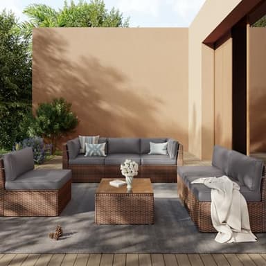 Aoxun Outdoor Replacement Cushions for Patio Furniture, Deep Seat Outdoor Cushions for 6-Seat Wicker Sectional, 14-Piece Water-Repellent Cushion for L-Shape Couch - Image 2