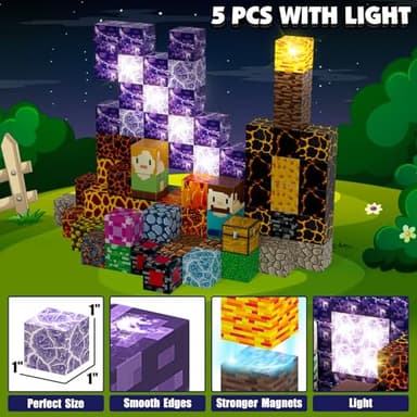 AIDYVOI Magnetic Blocks Building Toys Set, Magnetic Building Blocks STEM Construction Toys, 3D Sword Light Up Magnet Cubes Montessori Sensory Stacking Toy for Toddlers Age 3 4 5 6 7 8 - Image 3