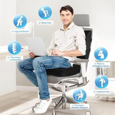 CloudBliss Seat Cushion,Office Chair Cushion,Car Seat Cushions,Lumbar Support Pillow for Office Chair,Back Support Memory Foam Pillow Coccyx Cushions for Tailbone Pain,Sciatica Back Pain Relief Black - Image 5