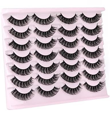 False Eyelashes Russian Strip Lashes Volume Fake Eyelashes Extension D-Curly Wispy Handmade Soft Reusable 14 Pairs Lashes Pack - Image 3