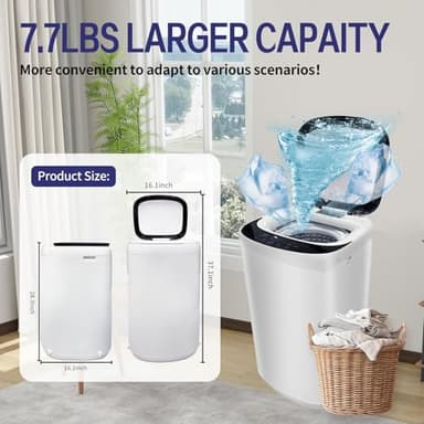 TGC 0.9 Cu.Ft.Small Portable Washer, 7.7 lb. Capacity Mini Washing Machine for Homes & Apartments & LED Display，Built-in Drain Pump,White，10 Wash Cycles and Drain Hose Included - Image 2
