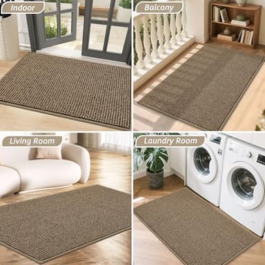 BEQHAUSE Dirt Trapper Door Mat 32" x 48", Non-Slip Washable Doormats Entrance Mat, Dirt Resistant and Absorbent Welcome Mat, Low Profile Floor Mats for Front Back Door and Entryway, Beige - Image 8