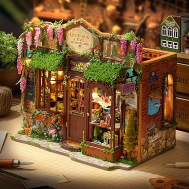 TuKIIE DIY Miniature House Kit with Furniture, 1:24 Scale Creative Room Opened & Closed Wooden Dollhouse Book Nook Plus Dust Proof for Kids Teens Adults(Dollhouse Shop) - Image 7