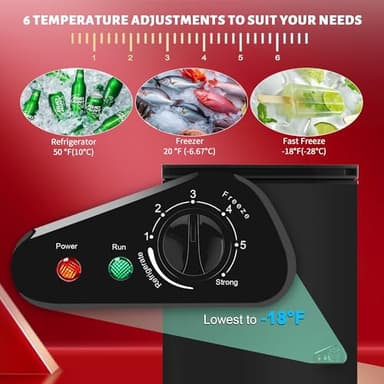 Chest Freezer 5.0 Cubic Feet, Deep Freezer with Removable Basket, 6 Level Adjustable Temperature from -18°F to 50°F, Manual Defrosting, Top Open Door, Suitable for Home, Black - Image 4