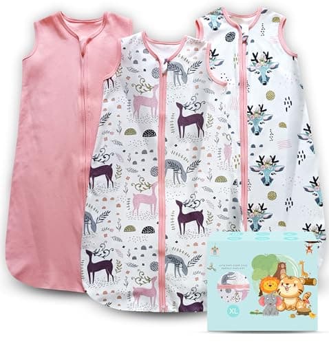 Cute Castle Baby Sleep Sack 18-24 Months - Lightweight 100% Cotton 2-Way Zipper TOG 0.5 Infant Wearable Blanket, Newborn Essentials Toddler Sleep Clothes (3 Pack Pink) - Image 1