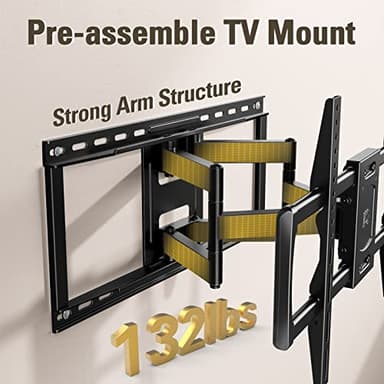 Mounting Dream Full Motion TV Wall Mount for Most 42-90 Inch TVs, Heavy Duty Wall Mount TV Bracket with 6 Strong Articulating Arms, Max VESA 600x400mm, Up to 132LBS, Fits 16/18/24'' Wood Studs, MD2298 - Image 2