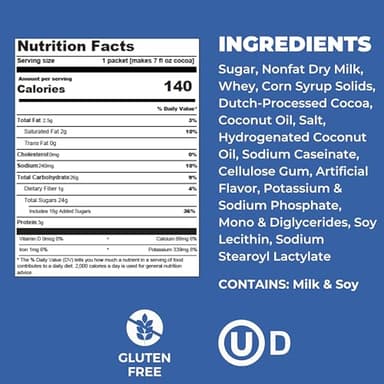 Cocoa Classics Hazelnut Cocoa Mix, Hot Chocolate, Made with Nonfat Milk, Just Add Hot Water, Make Hot or Iced Cocoa, Gluten Free & Kosher Dairy Friendly, 1.25oz Packets (Pack of 36) - Image 2