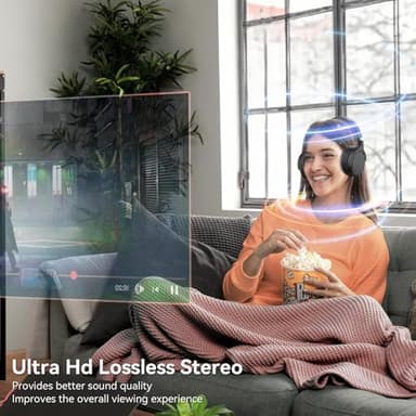 Wireless Headphones for TV Watching, TV Headphones Wireless for Seniors with Transmitter Charging Base, Over ear Bluetooth Headset No Audio Delay, HIFI Stereo, 65H Playtime, Gifts for Parents/Elderly - Image 2