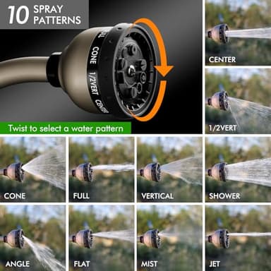 RESTMO Watering Wand Heavy Duty, Metal Garden Hose Wand with 10 Spray Patterns, 15-Inch Long Hose Nozzle Sprayer with Thumb Flow Control, Ideal to Water Hanging Baskets and Shrubs - Image 4