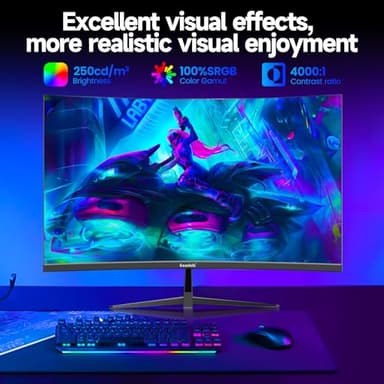Gawfolk 32 Inch Curved Gaming Monitor 240Hz, 1800R PC Monitor Full HD 1080P, Frameless Computer Dispaly with Freesync and Eye Care Technology, Wall Mountable - Image 4