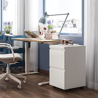 DEVAISE 2 Drawer Mobile File Cabinet with Lock, Commercial Vertical Filing Cabinet for Home Office, White - Image 2