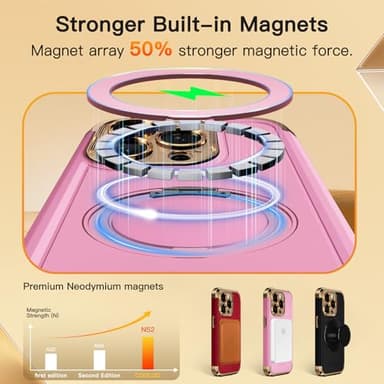 COOLQO for iPhone 15 Pro Max Case 6.7'' Upgraded 360° Spin Magnetic Stand [Compatible with Magsafe][Military Protection] Shockproof Protective Phone Holder Cover for iPhone 15 Pro Max, Pink Gold - Image 4