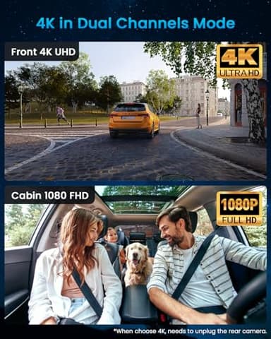 iiwey N7 3 Channel Dash Cam Front and Rear Inside 3K+1080P+1080P with 128GB SD Card, 5GHz WiFi, Rotatable Side Camera for Car, 24/7 Recording, IR Night Vision, G-Sensor, Parking Mode - Image 8