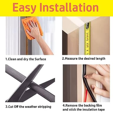 GOKINDOR 39.4 Feet Weather Stripping Door Seal Strip Window and Soundproofing Self-Adhesive Backing D-Shape Weather Stripping for Door Frame Window Large Gap (Black) - Image 5