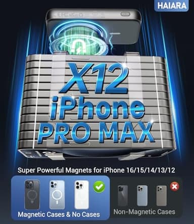 HAIARA for Magsafe Battery Pack, 10000mAh Magnetic Portable Charger with USB C Cable 20W PD Fast Charging, Slim & Lightweight Wireless Power Bank for iPhone 16/15/14/13/12 Series - Sky Grey - Image 2