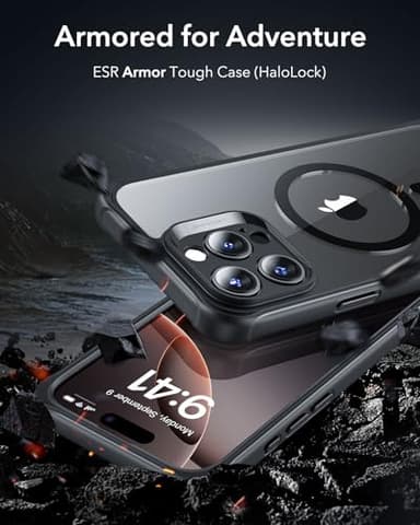 ESR for iPhone 16 Pro Max Case, Compatible with MagSafe, Full-Body Military-Grade Drop Proof Case with Built-in 9H+ Tempered Glass Screen Protector, Armor Series, Clear Black - Image 2