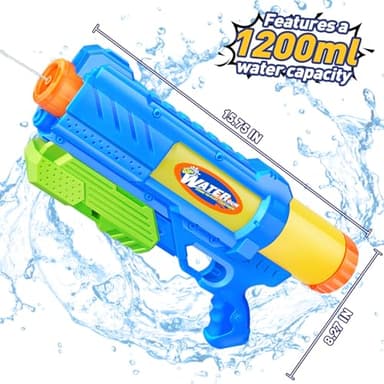 Super Water Gun for Kids Adults: 2 Pack - 1200CC Water Toy Gun Super Water Squirt Blaster Soaker Long Range High Capacity Swimming Pool Beach Outdoor Summer Fun Party Games, Gifts for Boys and Girls - Image 3