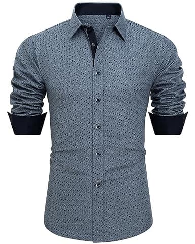 J.VER Men's Printed Dress Shirts Casual Long Sleeve Stylish Button Down Shirt - Image 1