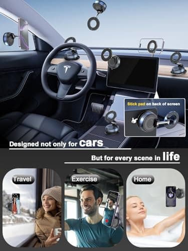 snanlen Upgraded 360° Vacuum Magnetic Phone Holder, Magnetic Car Phone Mount, Hands-Free Suction Cup Phone Holder for Car/Gym/Mirror/Shower, Car Mount Compatible with iPhone 16 Pro Max/Android - Image 2