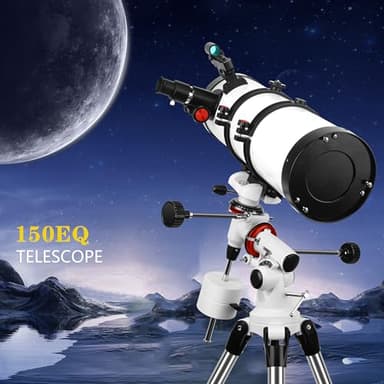 Telescope 150EQ Astronomical Reflector Telescopes for Adults,Professional Manual Equatorial Telescope for Beginners.Comes with 2X Barlow Lens Phone Adapter,Stainless Tripod and Moon Filter - Image 6