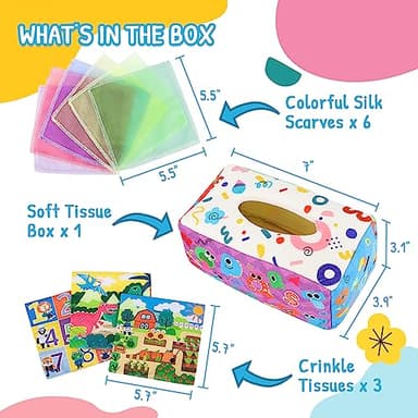 URMYWO Baby Tissue Box Toy - Montessori Baby Toys for 6-12 Months 1 Year Old Boy Girl - Soft Crinkle Sensory Toys for Infant Toddlers - Easter Basket Essentials Stuffers - Baby Boy Girl Gifts - Image 4