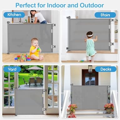 55 inch Retractable Baby Gates, EZIGO Extra Wide Baby Gate for Large Opening Extra Long Mesh Gate for Kids or Pet Dog Gate Child Safety Gate for Stairs Hallways Doorway Indoor Outdoor, Gray - Image 7