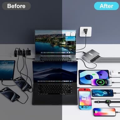 600W Fast USB C GaN Ⅲ Pro Charger Block,8 Port Charging Station,Dual 140W PD3.1 PPS Fast Charging Station for Multiple Devices Laptop Wall Charger Compatible with MacBook/iPhone 16/iPad etc - Image 6