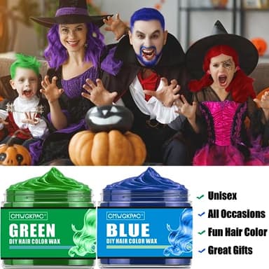 4 Colors Temporary Hair Color for Kids,Gifts for Teens,Girls,Boys,Gifts for Kids,Temporary Hair Dye,Hair Color Spray Green Red Blue Purple Hair Dye Hair Wax Color,Instant Color Wax Halloween Party - Image 5
