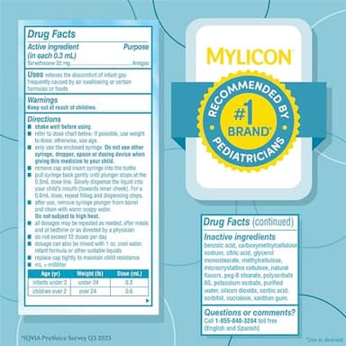 MYLICON Infants Gas Relief Drops for Infants and Babies, Dye Free Formula, 1 Fluid Ounce - Image 5