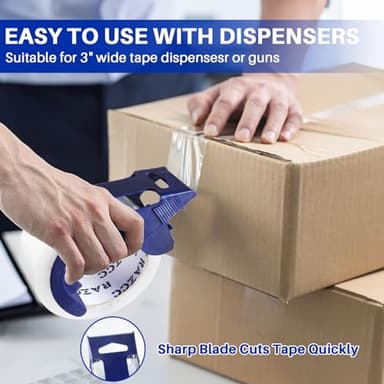 RAZCC Clear Packing Tape, 12 Rolls Heavy Duty Packaging Tape with Dispensers for Packing Shipping Moving and Sealing, Thicker Packing Tape-2" x 65 Yards Per Roll, 780 Total Yards - Image 4