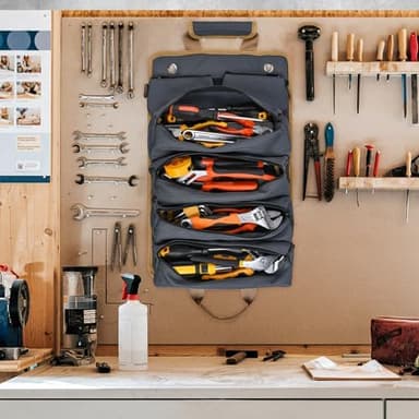 Tool Bag Tool Bags for Men Heavy Duty Tool Organizer, Portable Roll Up Tool Bag Gifts For Him, Mechanic, Electrician and Hobbyist, Car Tool Roll Organizer - Image 5