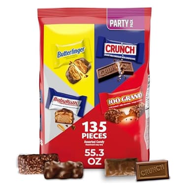 Butterfinger, CRUNCH, Baby Ruth, 100 Grand Minis, Assorted Candy Bars, Great for Sharing, Bulk 135 Count Pack, 55.3 oz - Image 1