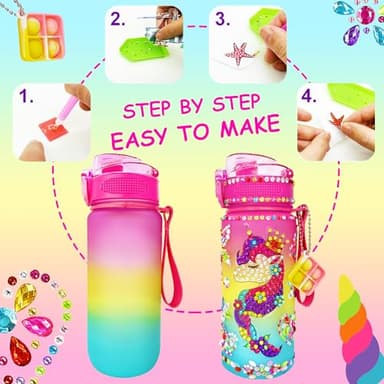 MHMYDIS Decorate Your Own Water Bottle - Arts and Crafts for Girls 4 5 6 7 8 - Unicorn Diamond Painting Craft - Fun Birthday Christmas Gifts for Kid 6-12 (Unicorn) - Image 5