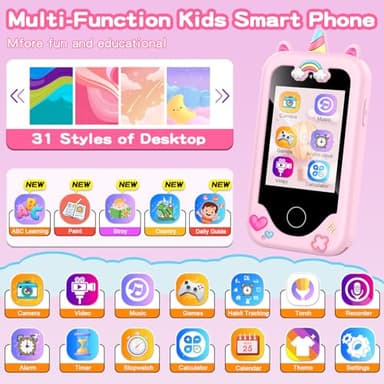 WEOLULI Kids Smart Phone with Dual Camera, Game & Music Player, Toddler Learning Play Toy Cell Phone, Gifts for Girls, Christmas, Birthday, Age 3-10, Light Pink - Image 2