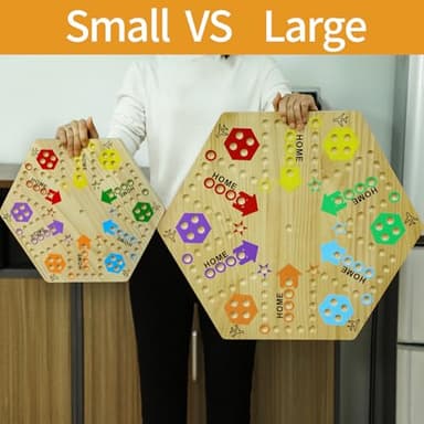 Medikaison Extra Large 23.6 Inches Wahoo Marble Board Game 4 and 6 Players 2 Sided Painted Thicken Wood Board Perfect Game for Family Friends Party - Image 7