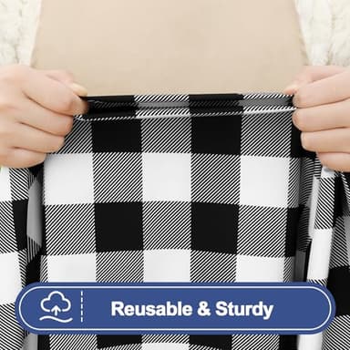 Smiry Picnic Table Cloth 2 Pack, Waterproof Elastic Fitted Tablecloths for 6FT Rectangle Tables, Washable Polyester Buffalo Plaid Tablecloth for Camping, Dining & Outdoor (Black & White, 30" x 72") - Image 5